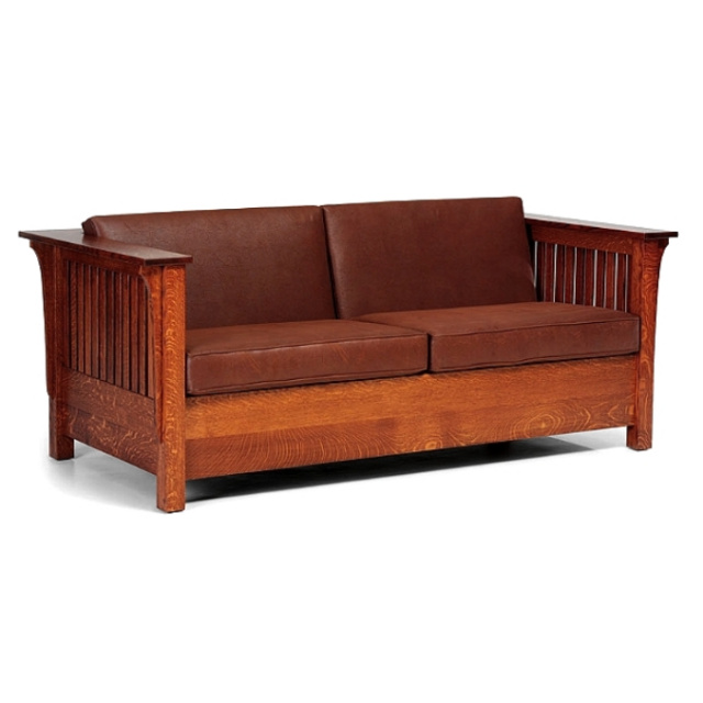 Quarter Sawn Leather Oak Mission Craftsman Sleeper Sofa